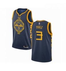 Mens Golden State Warriors 3 Jordan Poole Authentic Navy Blue Basketball Jersey City Edition 