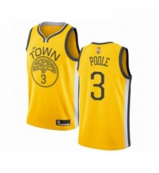Mens Golden State Warriors 3 Jordan Poole Yellow Swingman Jersey Earned Edition 