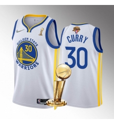 Men's Golden State Warriors #30 Stephen Curry 2022 White NBA Finals Champions Stitched Jersey