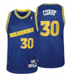 Men's Golden State Warriors #30 Stephen Curry Mitchell Ness Throwback Royal Stitched Basketball Jersey