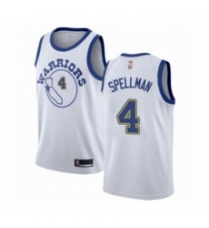 Mens Golden State Warriors 4 Omari Spellman Authentic White Hardwood Classics Basketball Jersey 