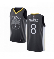 Mens Golden State Warriors 8 Alec Burks Authentic Black Basketball Jersey Statement Edition 