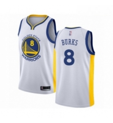 Mens Golden State Warriors 8 Alec Burks Authentic White Basketball Jersey Association Edition 