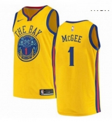 Mens Nike Golden State Warriors 1 JaVale McGee Authentic Gold NBA Jersey City Edition