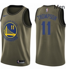 Mens Nike Golden State Warriors 11 Klay Thompson Swingman Green Salute to Service NBA Jersey