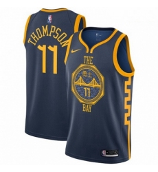 Mens Nike Golden State Warriors 11 Klay Thompson Swingman Navy Blue NBA Jersey City Edition