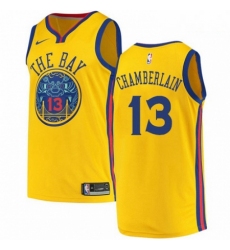 Mens Nike Golden State Warriors 13 Wilt Chamberlain Authentic Gold NBA Jersey City Edition