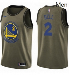 Mens Nike Golden State Warriors 2 Jordan Bell Swingman Green Salute to Service NBA Jersey 