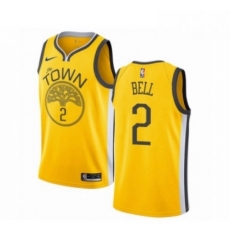 Mens Nike Golden State Warriors 2 Jordan Bell Yellow Swingman Jersey Earned Edition 
