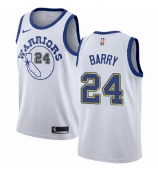 Mens Nike Golden State Warriors 24 Rick Barry Authentic White Hardwood Classics NBA Jersey