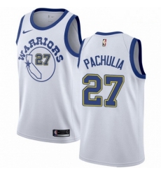 Mens Nike Golden State Warriors 27 Zaza Pachulia Swingman White Hardwood Classics NBA Jersey