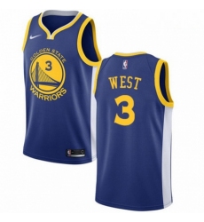 Mens Nike Golden State Warriors 3 David West Swingman Royal Blue Road NBA Jersey Icon Edition