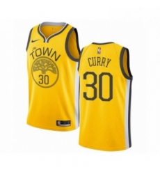 Mens Nike Golden State Warriors 30 Stephen Curry Yellow Swingman Jersey Earned Edition