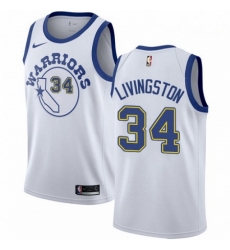 Mens Nike Golden State Warriors 34 Shaun Livingston Authentic White Hardwood Classics NBA Jersey 