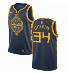 Mens Nike Golden State Warriors 34 Shaun Livingston Swingman Navy Blue NBA Jersey City Edition 