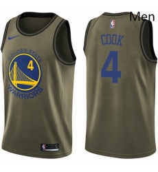 Mens Nike Golden State Warriors 4 Quinn Cook Swingman Green Salute to Service NBA Jersey 