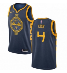 Mens Nike Golden State Warriors 4 Quinn Cook Swingman Navy Blue NBA Jersey City Edition 