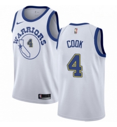 Mens Nike Golden State Warriors 4 Quinn Cook Swingman White Hardwood Classics NBA Jersey 