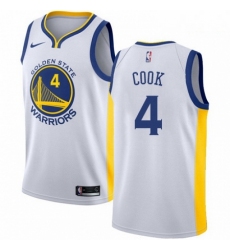 Mens Nike Golden State Warriors 4 Quinn Cook Swingman White NBA Jersey Association Edition 