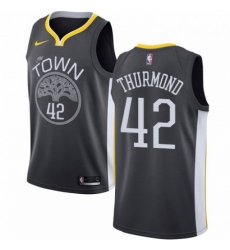 Mens Nike Golden State Warriors 42 Nate Thurmond Swingman Black Alternate NBA Jersey Statement Edition 