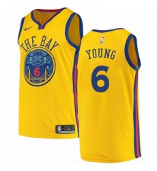 Mens Nike Golden State Warriors 6 Nick Young Authentic Gold NBA Jersey City Edition 