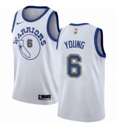 Mens Nike Golden State Warriors 6 Nick Young Authentic White Hardwood Classics NBA Jersey 