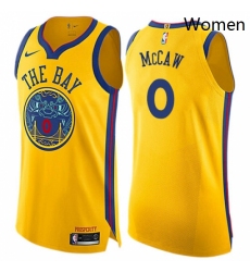 Womens Nike Golden State Warriors 0 Patrick McCaw Swingman Gold NBA Jersey City Edition 