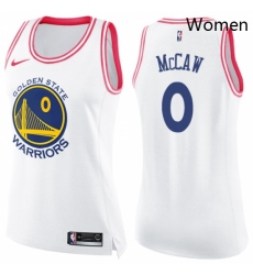Womens Nike Golden State Warriors 0 Patrick McCaw Swingman WhitePink Fashion NBA Jersey 
