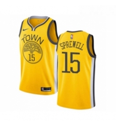 Womens Nike Golden State Warriors 15 Latrell Sprewell Yellow Swingman Jersey Earned Edition