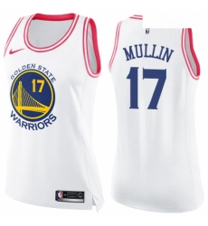 Womens Nike Golden State Warriors 17 Chris Mullin Swingman WhitePink Fashion NBA Jersey
