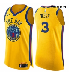Womens Nike Golden State Warriors 3 David West Swingman Gold NBA Jersey City Edition