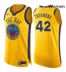 Womens Nike Golden State Warriors 42 Nate Thurmond Swingman Gold NBA Jersey City Edition 