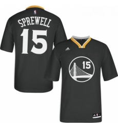 Youth Adidas Golden State Warriors 15 Latrell Sprewell Authentic Black Alternate NBA Jersey