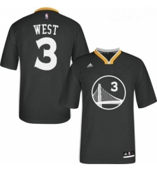 Youth Adidas Golden State Warriors 3 David West Authentic Black Alternate NBA Jersey