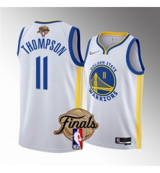 Youth Golden State Warriors 11 Klay Thompson 2022 White NBA Finals Stitched Jersey