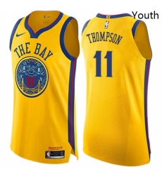 Youth Nike Golden State Warriors 11 Klay Thompson Swingman Gold NBA Jersey City Edition