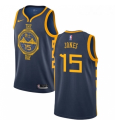 Youth Nike Golden State Warriors 15 Damian Jones Swingman Navy Blue NBA Jersey City Edition