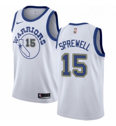 Youth Nike Golden State Warriors 15 Latrell Sprewell Authentic White Hardwood Classics NBA Jersey