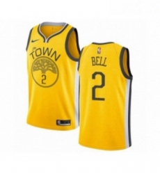Youth Nike Golden State Warriors 2 Jordan Bell Yellow Swingman Jersey Earned Edition 