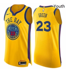 Youth Nike Golden State Warriors 23 Draymond Green Swingman Gold NBA Jersey City Edition
