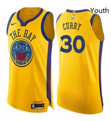 Youth Nike Golden State Warriors 30 Stephen Curry Swingman Gold NBA Jersey City Edition