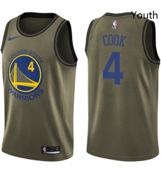 Youth Nike Golden State Warriors 4 Quinn Cook Swingman Green Salute to Service NBA Jersey 
