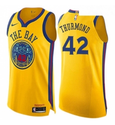 Youth Nike Golden State Warriors 42 Nate Thurmond Swingman Gold NBA Jersey City Edition 