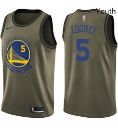 Youth Nike Golden State Warriors 5 Kevon Looney Swingman Green Salute to Service NBA Jersey