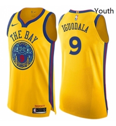 Youth Nike Golden State Warriors 9 Andre Iguodala Swingman Gold NBA Jersey City Edition