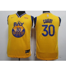 Youth Warriors 30 Stephen Curry Yellow Youth 2020 New Nike Swingman Jersey