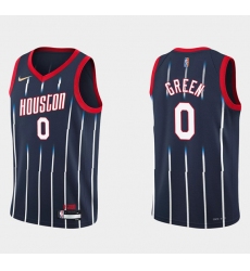 Men Houston Rockets 0 Jalen Green 2021 22 City Edition 75th Anniversary Navy Stitched Basketball Jersey
