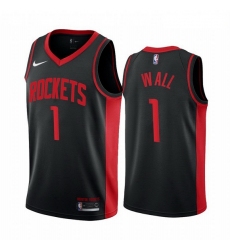 Men Houston Rockets 1 John Wall Black NBA Swingman 2020 21 Earned Edition Jersey