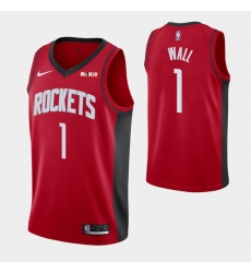 Men Houston Rockets 1 John Wall Red Stitched Basketball Jersey