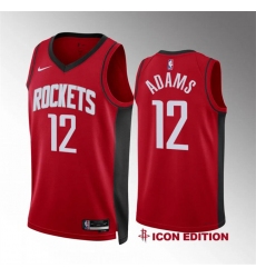 Men Houston Rockets 12 Steven Adams Red Icon Edition Stitched Jersey